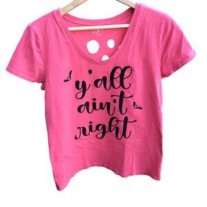 Summer Top Upcycled, Cut Out Back, Edgy Shirt Y'all Ain't Right Tee, Size S